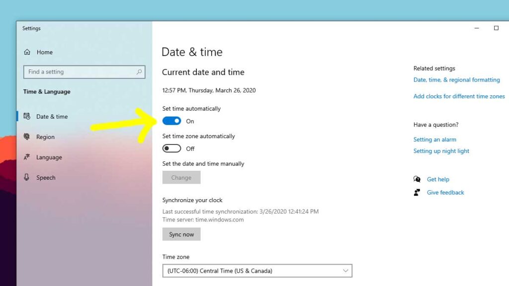 How to Manage the Time Server on Windows 10 Step 2