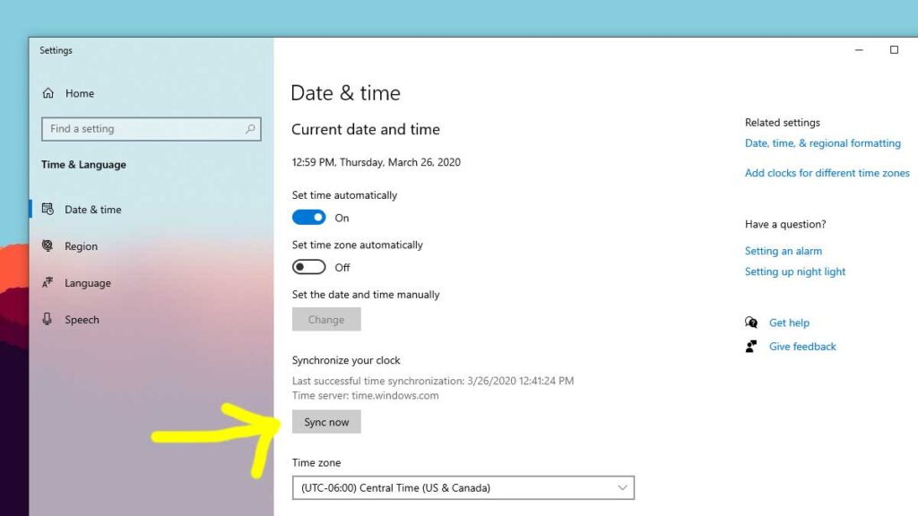How to Manage the Time Server on Windows 10 Step 3