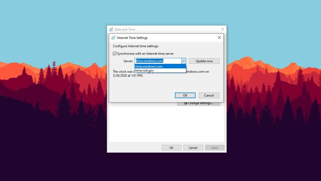 How to Manage the Time Server on Windows 10 Step 8