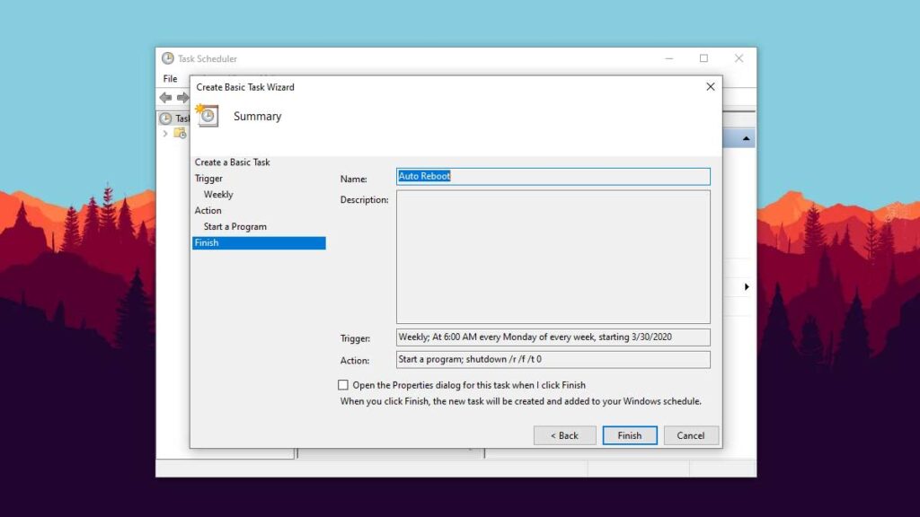 How to Set Windows 10 to Automatically Reboot Every Day Week or Month Step 8